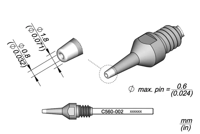 JBC TOOLS Pointe de dessoudage 1,8x0,8mm