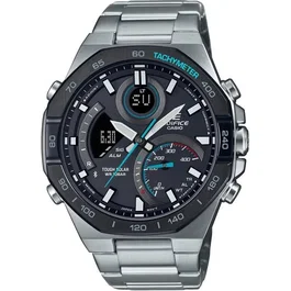 Casio ECB-950DB-1AEF - Montre connectée Bluetooth solaire en acier inoxydable noir - 51.2 mm - Étanche 10 bars - Chronographe 1/1000s
