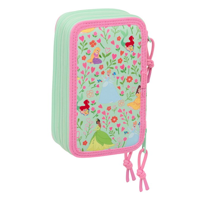 Trousse Scolaire avec Accessoires Disney Princess Bloom Rose Aigue marine 12,5 x 19,5 x 5,5 cm 37 Pièces