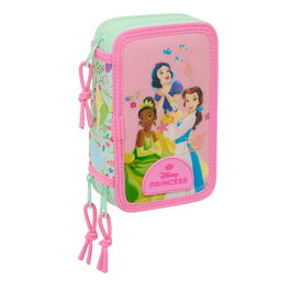 Trousse Scolaire avec Accessoires Disney Princess Bloom Rose Aigue marine 12,5 x 19,5 x 5,5 cm 37 Pièces