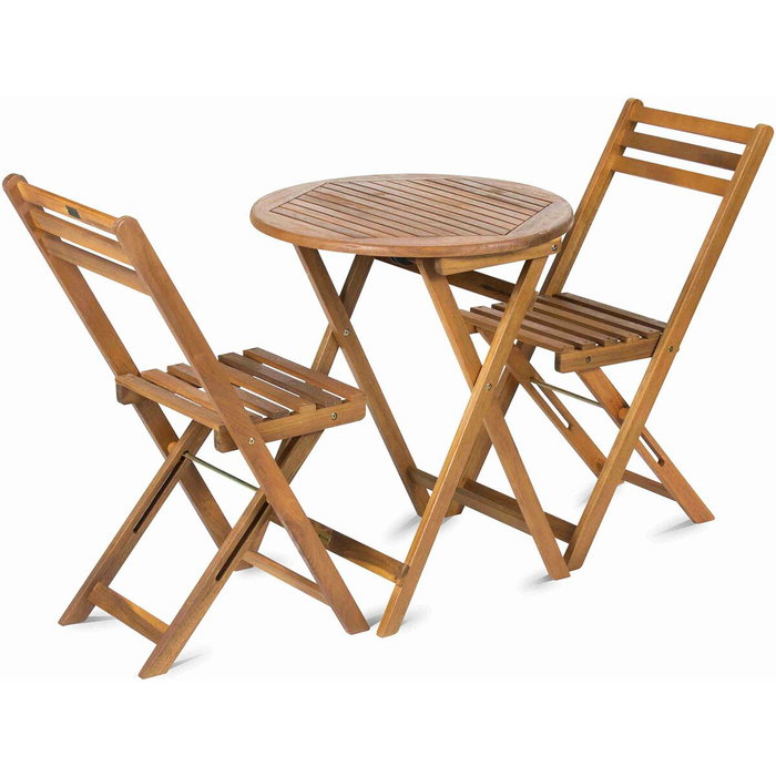 Fieldmann Set de balcon CAROL FDZN 4003-T avec table en acacia et chaises pliantes
