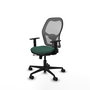 Chaise Jorquera Synchrone/Traslack tissu Vert foncé Maille Gris Base en nylon noir Accoudoir 1D Sans appui-tête Roulettes 65mm nylon