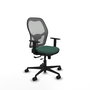Chaise Jorquera Synchrone/Traslack tissu Vert foncé Maille Gris Base en nylon noir Accoudoir 1D Sans appui-tête Roulettes 65mm nylon