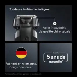 Braun Series 8 - Rasoir électrique - Noir - Technologie 4+1 avec tête de précision et tondeuse - Autonomie 60 min - Charge rapide 5 min - Système SensoAdapt