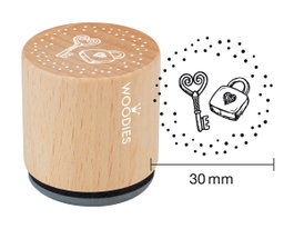 Woodies Tampon en bois et caoutchouc cadenas et clé 33x30mm