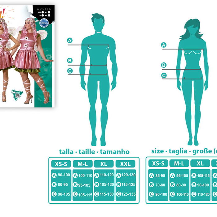 Déguisement Fée Rose Femme Adulte XL - Robe Brillante avec Ailes