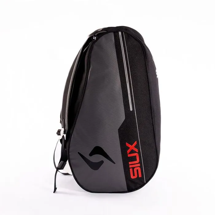 Siux Sac de padel Pulse 37 L Noir avec bordures grises et coutures rouges pour 1 à 2 raquettes