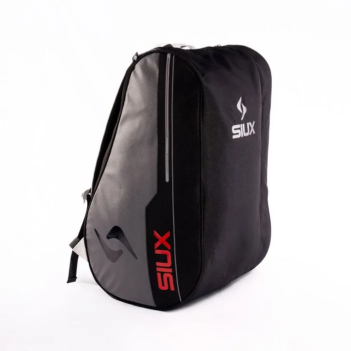 Siux Sac de padel Pulse 37 L Noir avec bordures grises et coutures rouges pour 1 à 2 raquettes