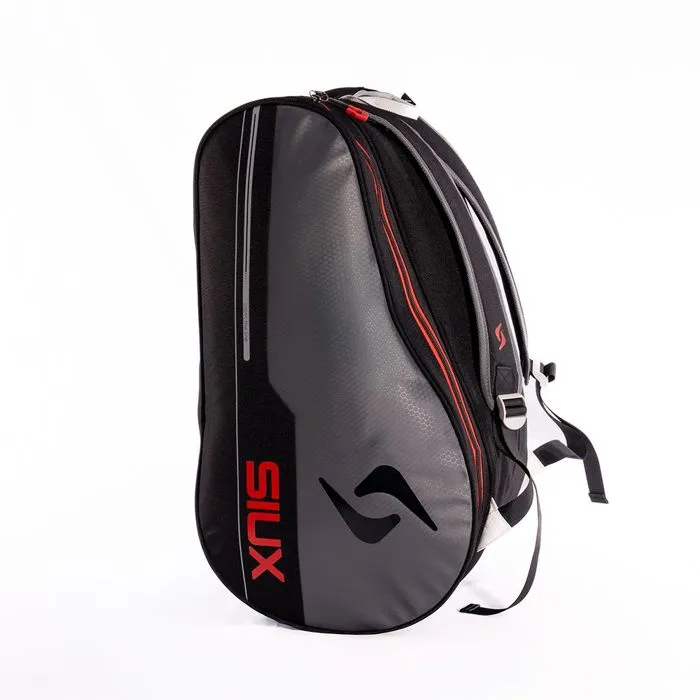 Siux Sac de padel Pulse 37 L Noir avec bordures grises et coutures rouges pour 1 à 2 raquettes