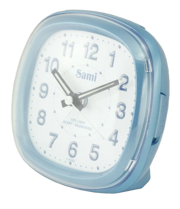 SAMI Réveil numérique carré silencieux avec lumière bleue, bleu