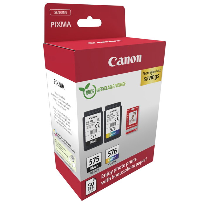 Canon PG-575 / CL-576 Photo Value Pack avec Papier Photo GP-501