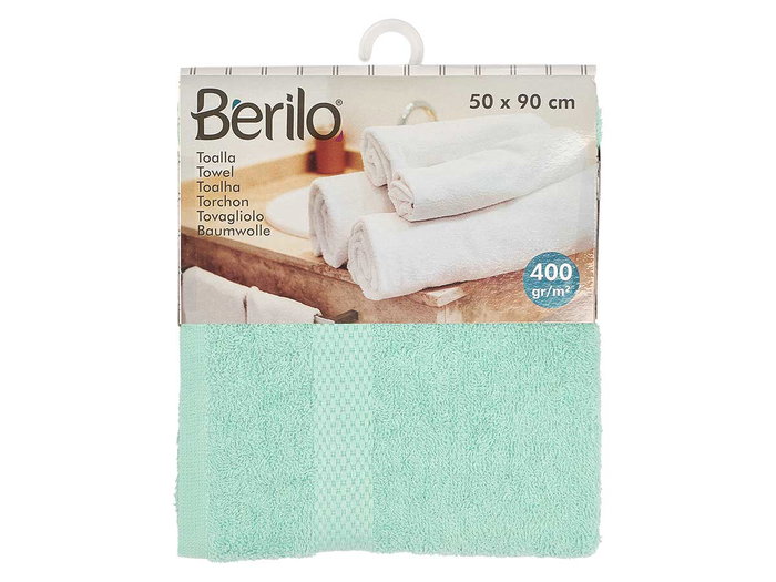Berilo Serviette de toilette unie 50x90 cm Turquoise 80% coton 20% polyester (Set de 24) Berilo Serviette de toilette unie 50x90 cm Turquoise 80% coton 20% polyester (Set de 24)