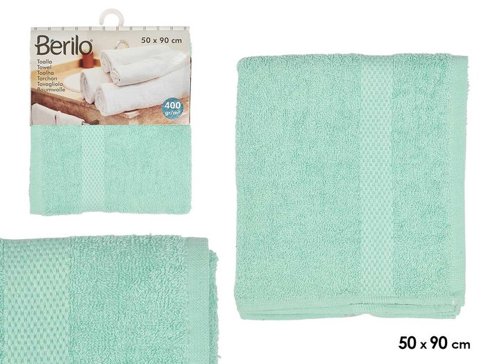 Berilo Serviette de toilette unie 50x90 cm Turquoise 80% coton 20% polyester (Set de 24) Berilo Serviette de toilette unie 50x90 cm Turquoise 80% coton 20% polyester (Set de 24)