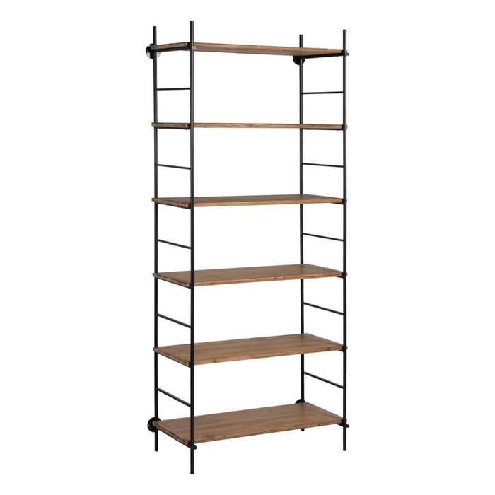 Étagère Noir Beige Fer Bois d'épicéa 94 x 44 x 220 cm Étagère Noir Beige Fer Bois d'épicéa 94 x 44 x 220 cm