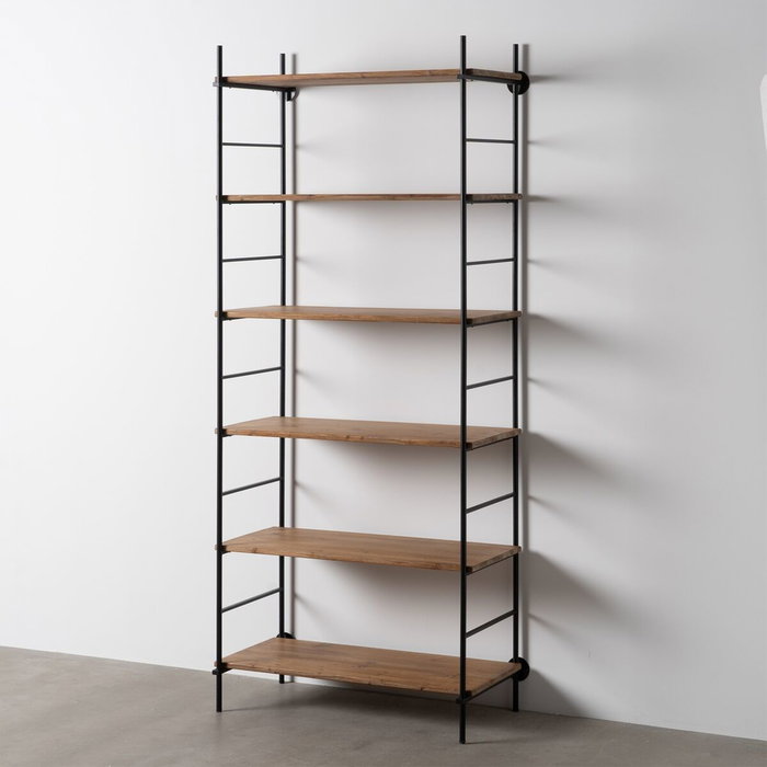 Étagère Noir Beige Fer Bois d'épicéa 94 x 44 x 220 cm Étagère Noir Beige Fer Bois d'épicéa 94 x 44 x 220 cm