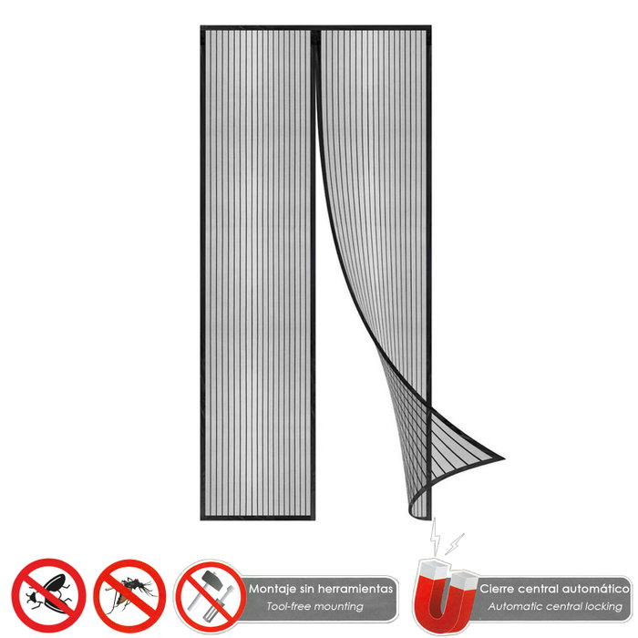 MAURER Cortina Mosquitera Cierre Magnetico 120 x 240 cm Negra MAURER Cortina Mosquitera Cierre Magnetico 120 x 240 cm Negra