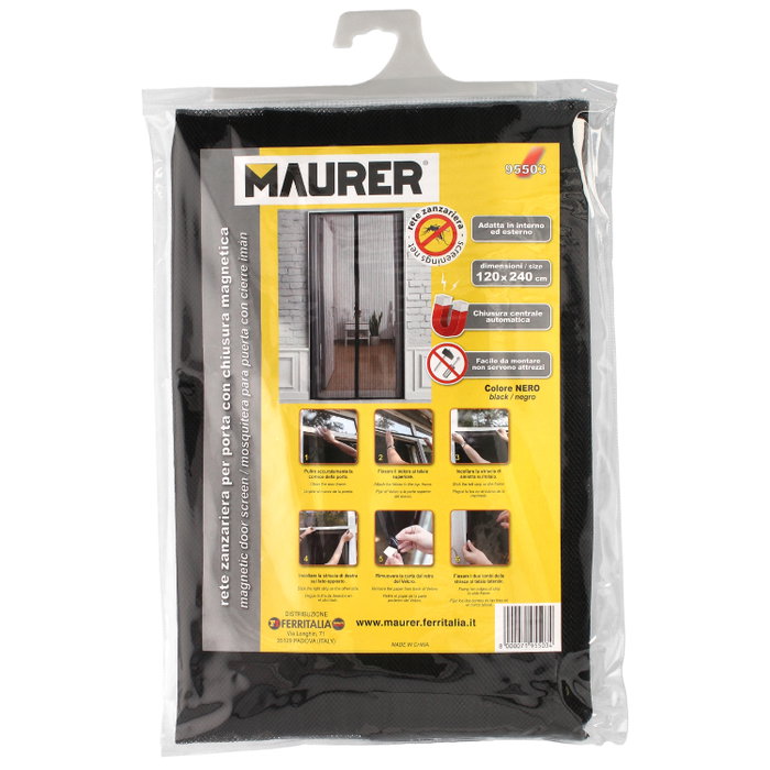 MAURER Cortina Mosquitera Cierre Magnetico 120 x 240 cm Negra MAURER Cortina Mosquitera Cierre Magnetico 120 x 240 cm Negra