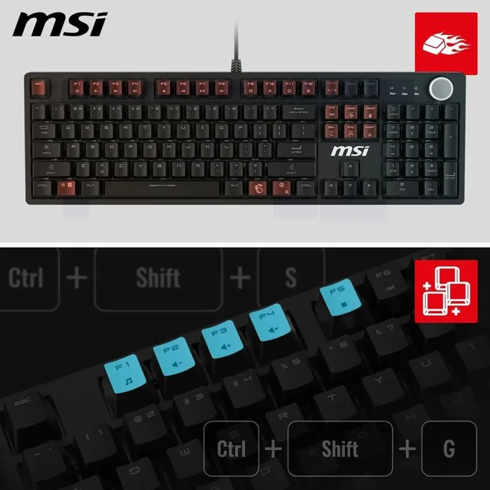 MSI FORGE GK320 Clavier Gamer Filaire Mécanique Red RGB Noir - Format Standard