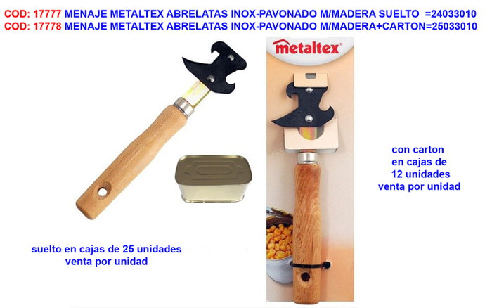 METALTEX Ouvre-boîte manuel Inox-pavonado avec manche en bois METALTEX Ouvre-boîte manuel Inox-pavonado avec manche en bois