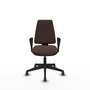 Chaise Elche Asynchrone Cuir écologique Marron foncé Base pyramidale noire Accoudoirs fixes Sans appui-tête Roulettes 65mm pour moquette