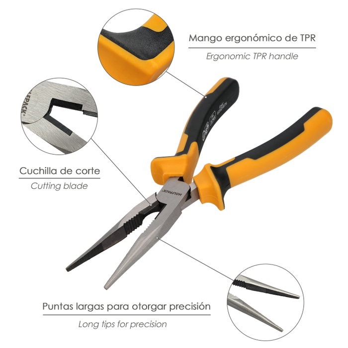 Wolfpack Linea Profesional Pinces à bec droit 200 mm