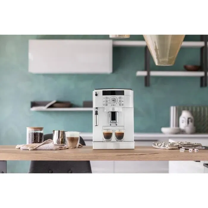 Delonghi Magnifica S ECAM22.110.W - Machine à espresso automatique avec broyeur à grains - Blanc - 1,8 L - 15 bar - 1450 W - Systeme Cappuccino