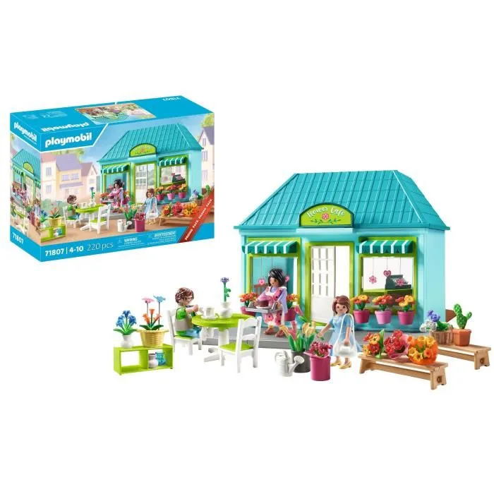Playmobil 71807 - Boutique de fleuriste et salon de thé My Life La Ville, 220 pièces avec personnages, pour enfants dès 4 ans