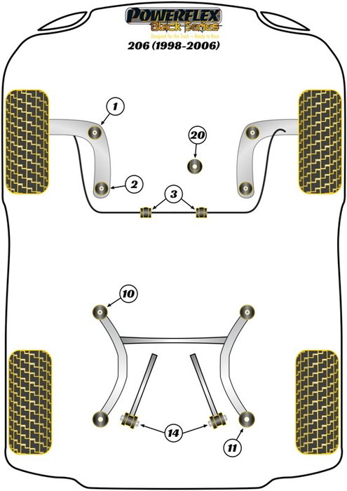 Powerflex Silentblock extérieur de barre stabilisatrice arrière pour Peugeot 206
