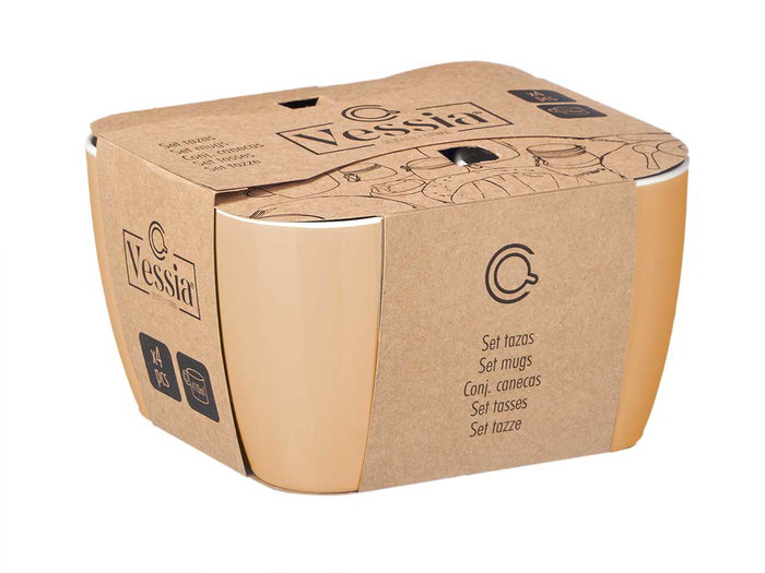 VESSIA Set de 4 Tasses Beige 410ml