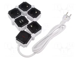 LOGILINK LPS276U Multiprise 4 prises Schuko avec 2 ports USB, blanc