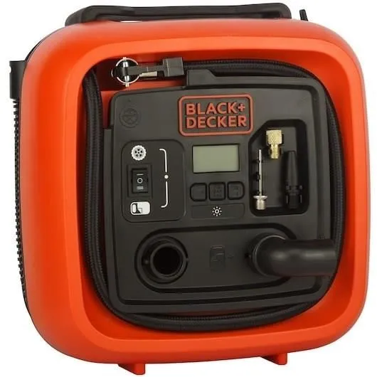 Black + Decker ASI400-XJ Gonfleur-Compresseur Filaire 11 Bars (160 PSI) avec Réglage Digital, Arrêt Auto, Allume-Cigare 12V
