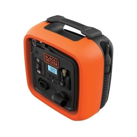 Black + Decker ASI400-XJ Gonfleur-Compresseur Filaire 11 Bars (160 PSI) avec Réglage Digital, Arrêt Auto, Allume-Cigare 12V