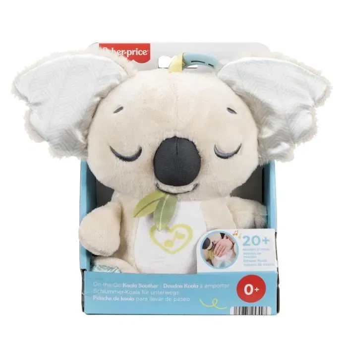 Fisher-Price Doudou Koala à Emporter JBD65 - Veilleuse Musicale en Peluche Apaisante avec Mélodies et Oreilles en Satin pour Bébé