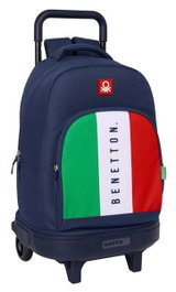 Benetton Sac à dos grand avec roues compact et sac extraible "Flag" 33x45x22 cm - Marque: Benetton