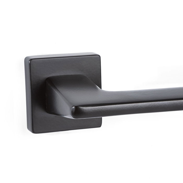 SYSTEM ZETTA - Poignée de porte en zamak noir mat, forme géométrique robuste et moderne