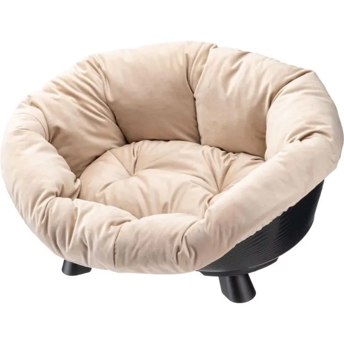 Ferplast Corbeille coussinée pour chat et petit chien noir Taille M 64 x 48 x 29,5 cm