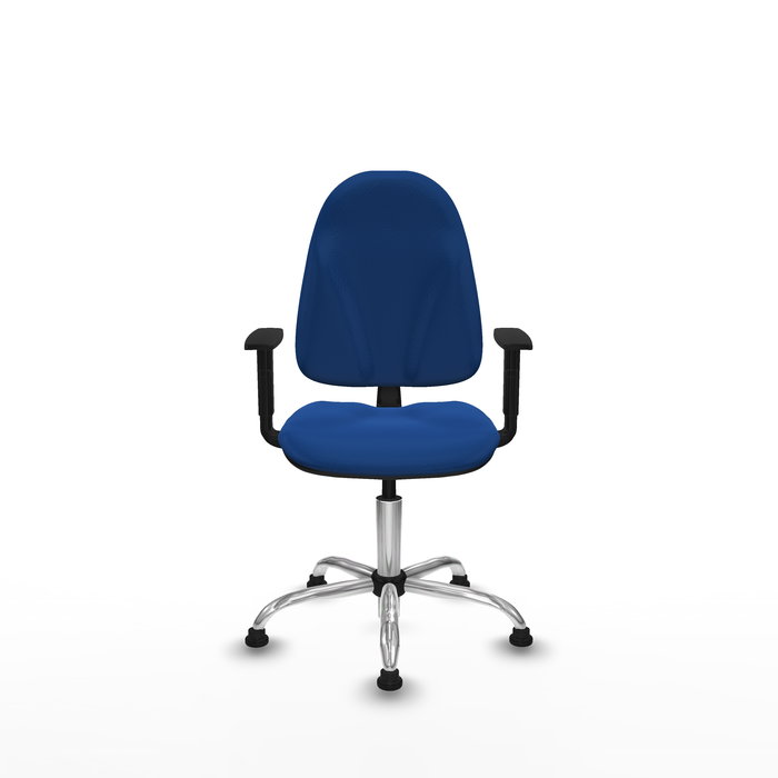 Chaise Algarra Contact permament de base Cuir écologique Bleu Structure chromée Accoudoir 1D Sans appui-tête Patins de chaises