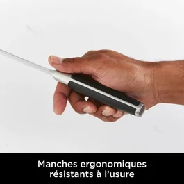 Ninja StaySharp K32006EU - Bloc de couteaux avec aiguiseur intégré - Ensemble de 6 couteaux aiguisés professionnels (Chef, Pain, Trancheur) - Noir