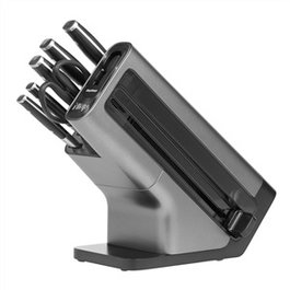 Ninja K32006EU - Jeu de 6 couteaux de cuisine avec bloc et aiguiseur intégré StaySharp - 5 couteaux et 1 paire de ciseaux - Acier inoxidable allemand