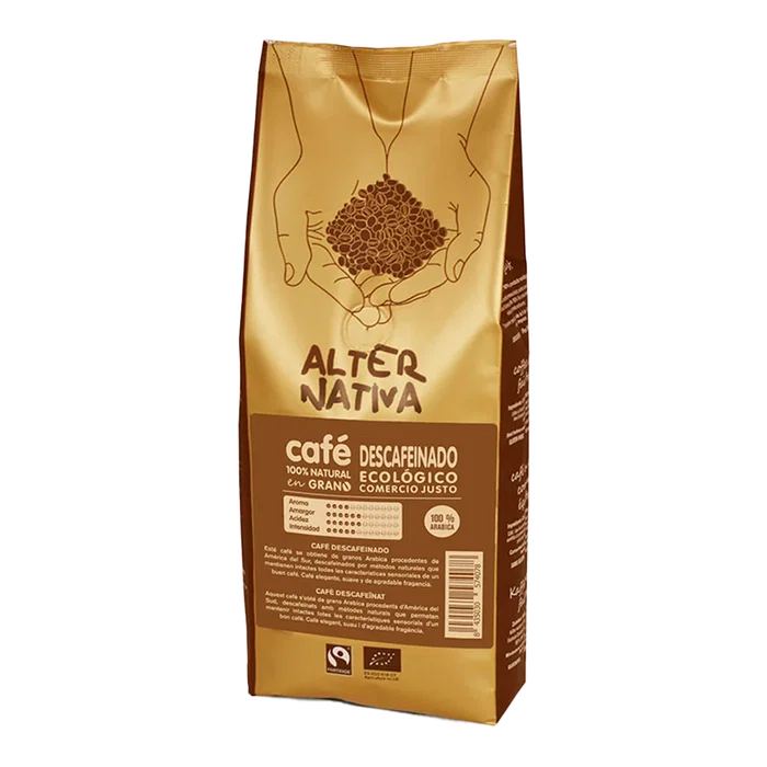 Alternativa 3 - Café Décaféiné en Grain Bio 500 g, 100% Arabica, Intensité 5, Commerce Équitable, Tousse Naturel Alternativa 3 - Café Décaféiné en Grain Bio 500 g, 100% Arabica, Intensité 5, Commerce Équitable, Tousse Naturel