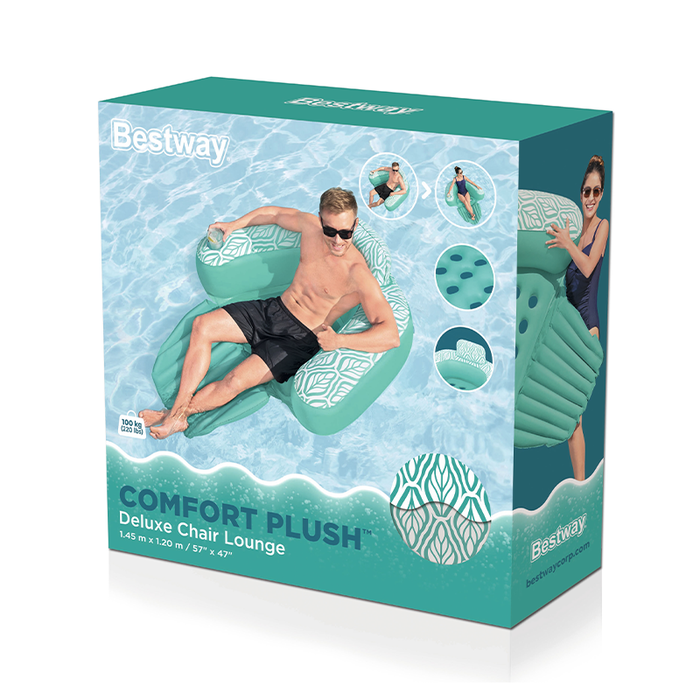 Bestway 43719 Siège Gonflable Waterproof Comfort Plush 145x120 cm pour Piscine et Plage
