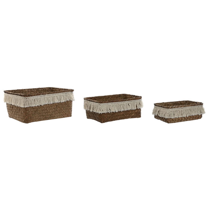 Home ESPRIT Set de paniers Boho Usé en Fibre naturelle, 3 pièces