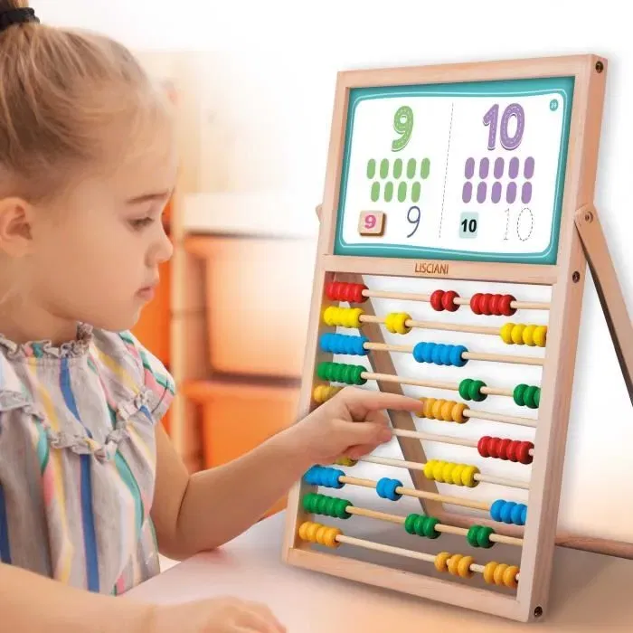 Lisciani Giochi - Mes Premières Compétences Chevalet, Jeu Montessori Tableau Double Face avec Lettres et Chiffres Magnétiques, Matériel Éducatif en Bois pour Enfants 3-6 Ans