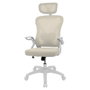 Drift DRAIR35WB Silla Gaming ergonomique blanche et beige avec repose-bras, dossier inclinable et roulettes