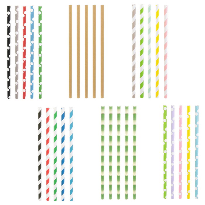 Cook Concept Lot de 50 pailles fantaisie en papier