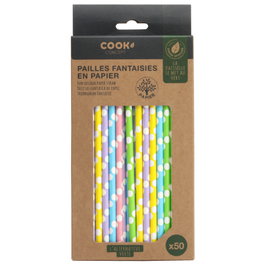 Cook Concept Lot de 50 pailles fantaisie en papier