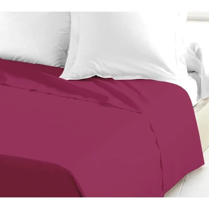 Lovely Home Drap plat 100% coton 180 x 290 cm (1 personne) - Fuchsia