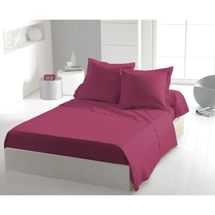 Lovely Home Drap plat 100% coton 180 x 290 cm (1 personne) - Fuchsia