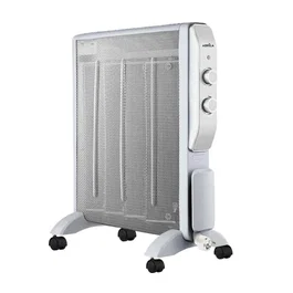 Radiateur en Mica 2000W 4 Éléments Blanc/Argenté avec Thermostat Réglable et Antivuelco, 2 Niveaux de Puissance, Lumière Indicatrice