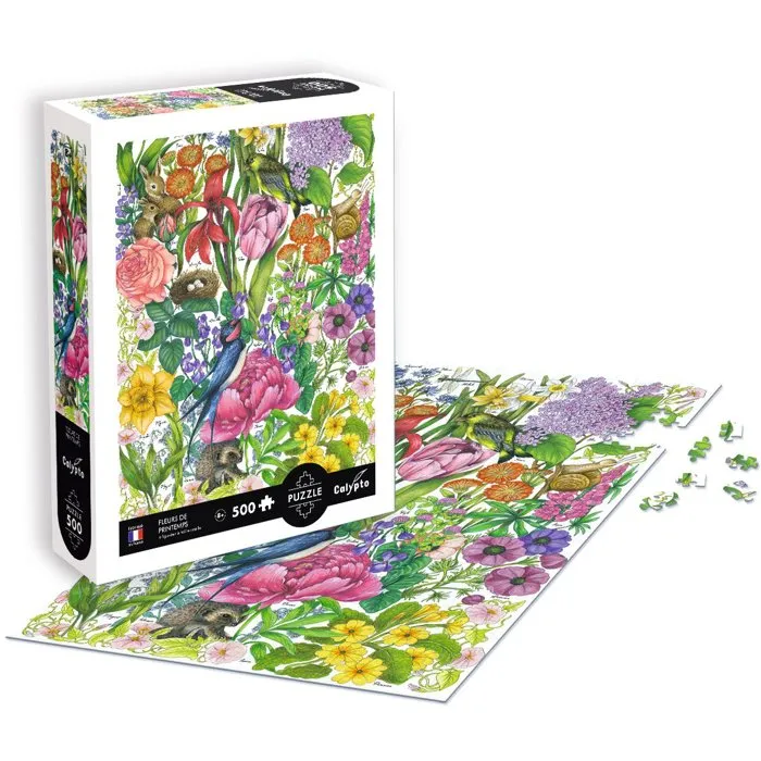 Sentosphere Puzzle Calypto 500 Pièces - Les Fleurs du Printemps - Toucher Soyeux - Puzzle Affiche Décoratif - À Partir de 8 Ans